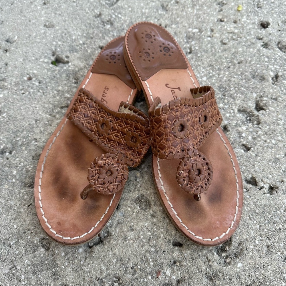 Chocolate caned Jack Roger sandals